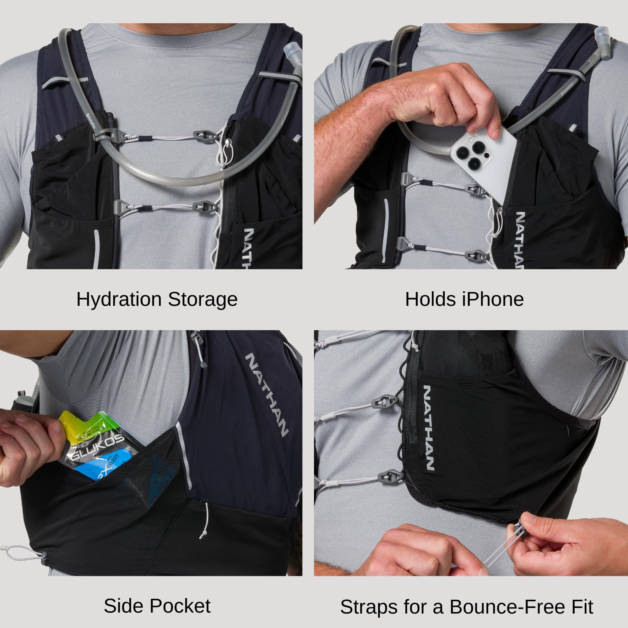 Nathan Pinnacle Pro 12L side view showing side pockets for small-item storage