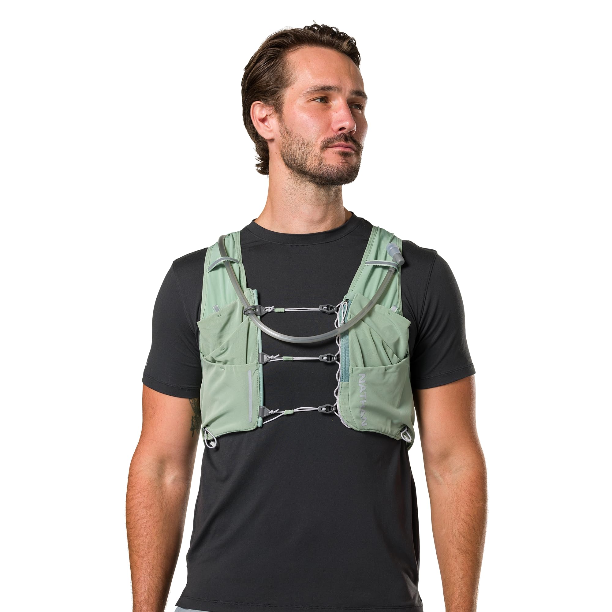 Nathan Pinnacle Pro 12L vest six front pockets for quick access to snacks.