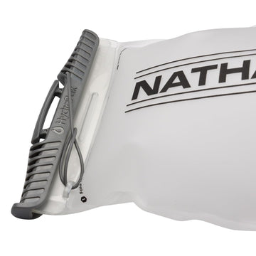 Nathan Replacement Bladder 1.8L in-use on a hydration vest during the trail.