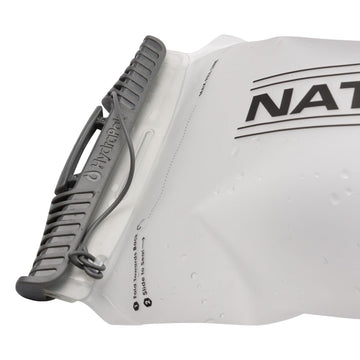 Nathan 2L bladder high-flow bite valve delivers smooth sipping on long rides.
