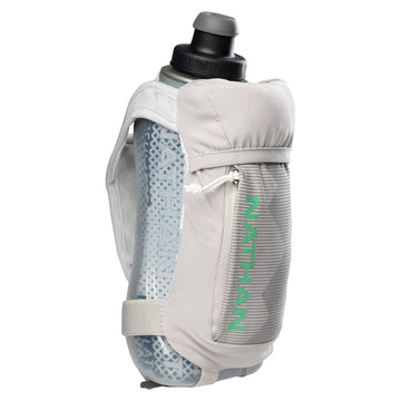 Nathan Running Handheld Quick Squeeze bottle side view for on-the-go hydration during runs.