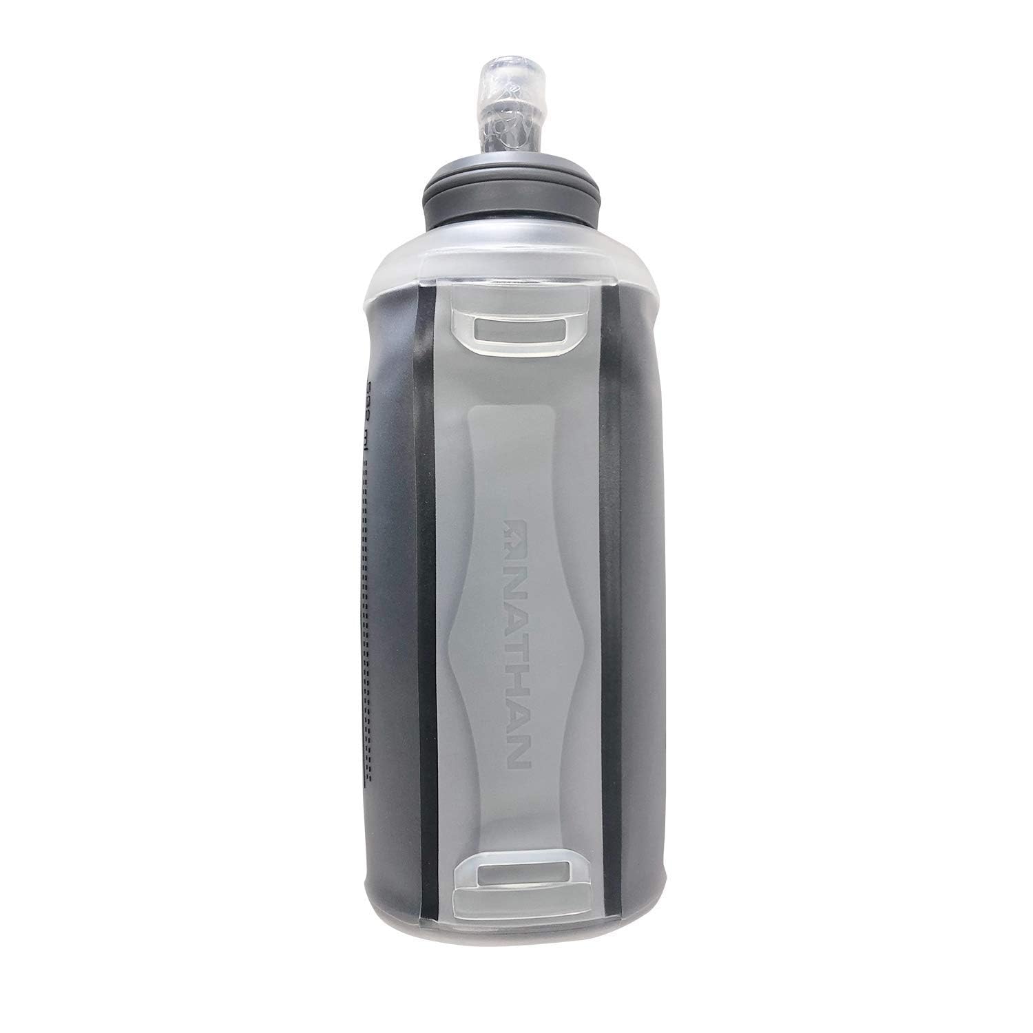 Nathan soft-flask running bottle fits vests and pockets for easy on-the-go hydration.