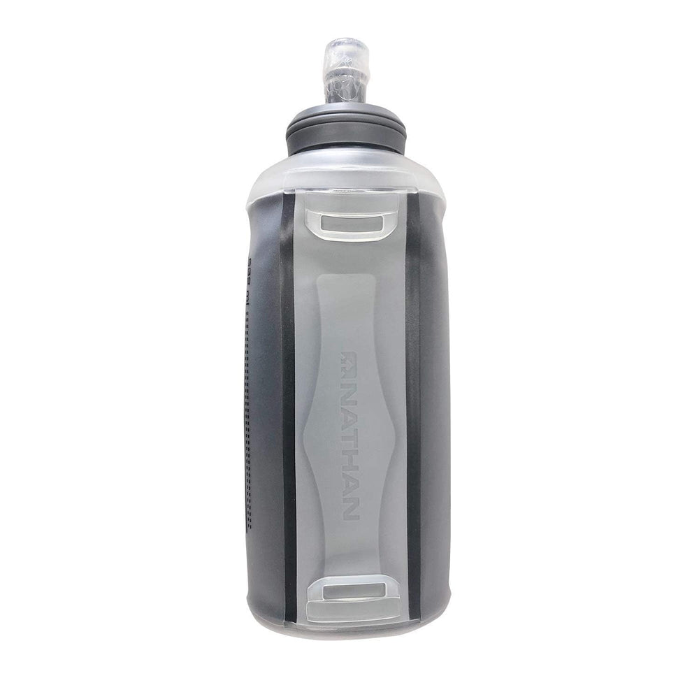 Nathan soft-flask running bottle fits vests and pockets for easy on-the-go hydration.