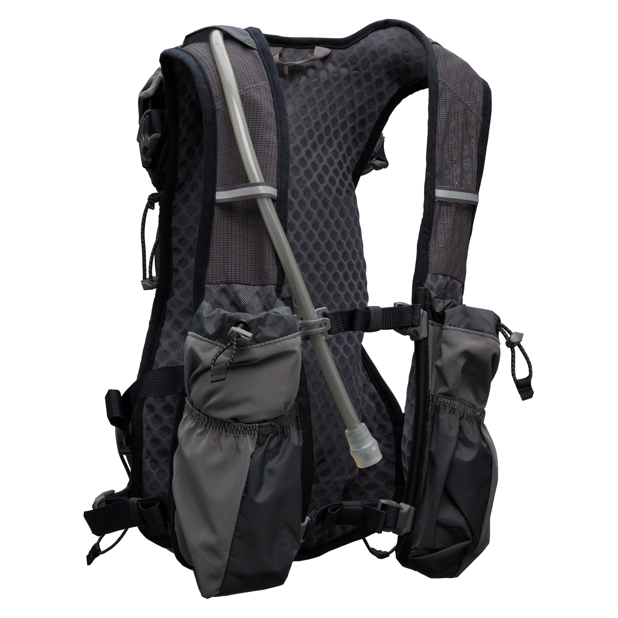 Nathan TrailMix women's vest back view demonstrates stability and full-pack capacity