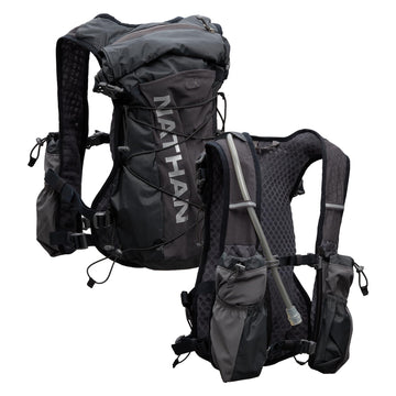 Nathan TrailMix women's vest front view highlights quick-access storage for essentials