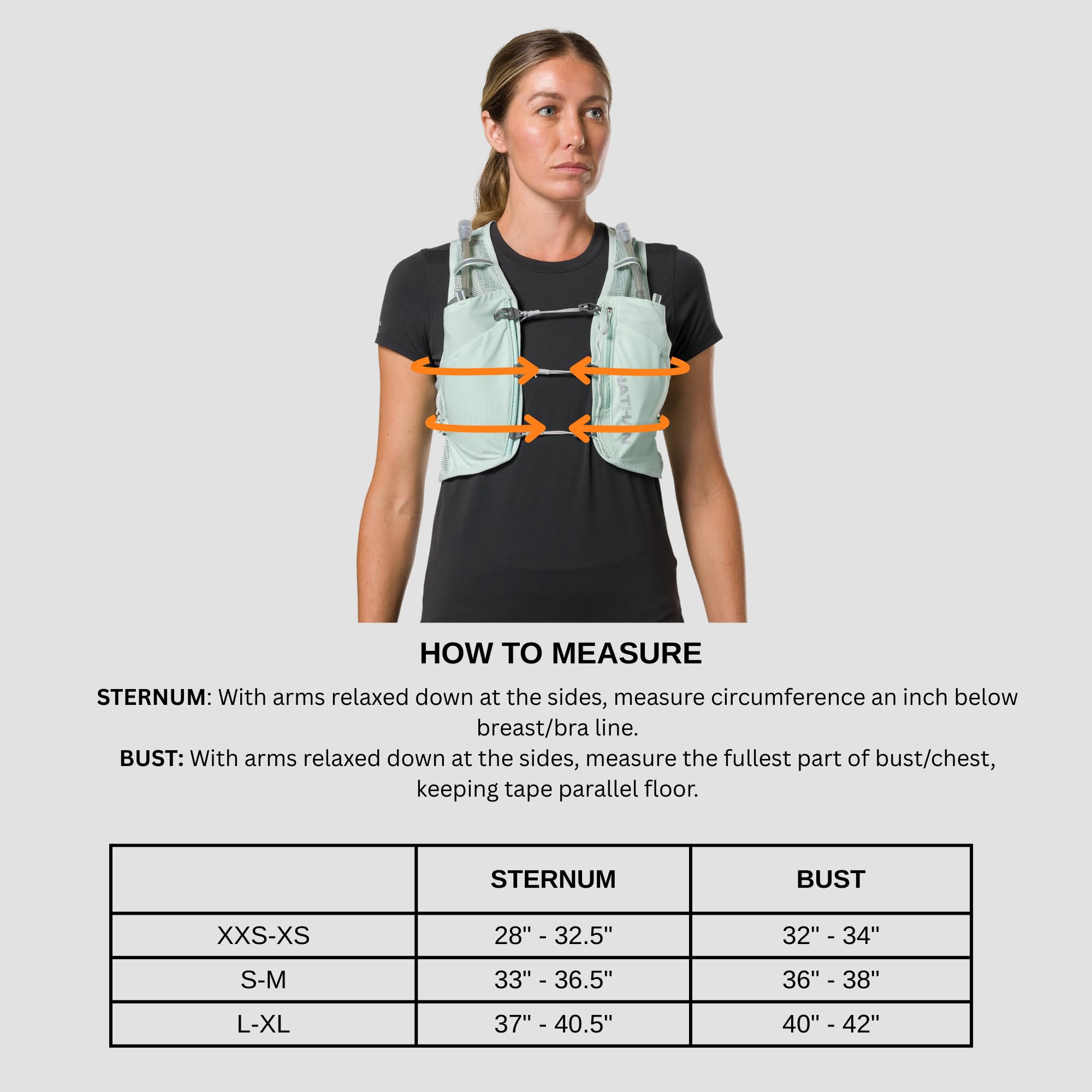 Nathan Women’s Hydration Vest Pinnacle Breeze front zipper pocket for phone and gear