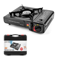 National Standard butane stove with carry case for easy campsite transport.