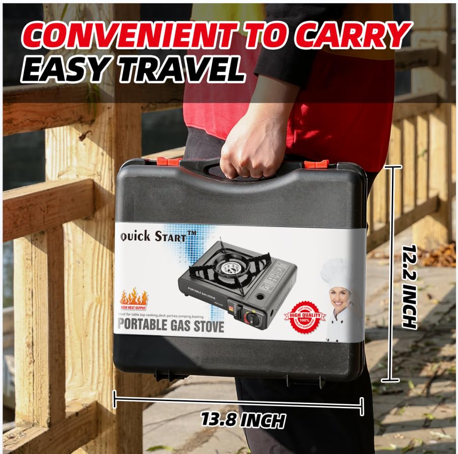 Rust-proof aluminum burner ensures durable outdoor cooking.