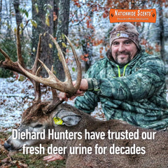 Nationwide Scents Peak Doe Estrus Scent Drag demonstrates scent trail setup.