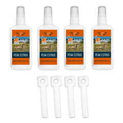 Nationwide Scents Peak Doe Estrus Spray bottle ready for buck attraction at the stand
