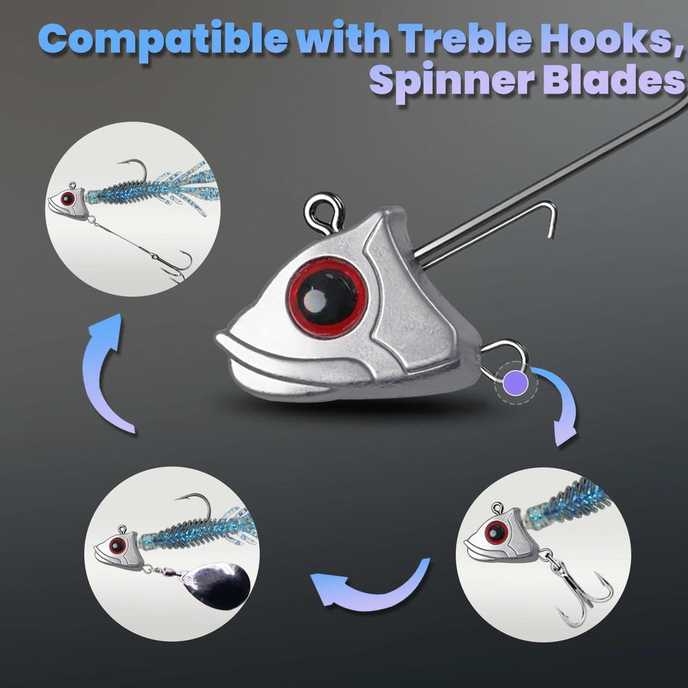 Natufish 1/2 oz jig head with secure bait retention