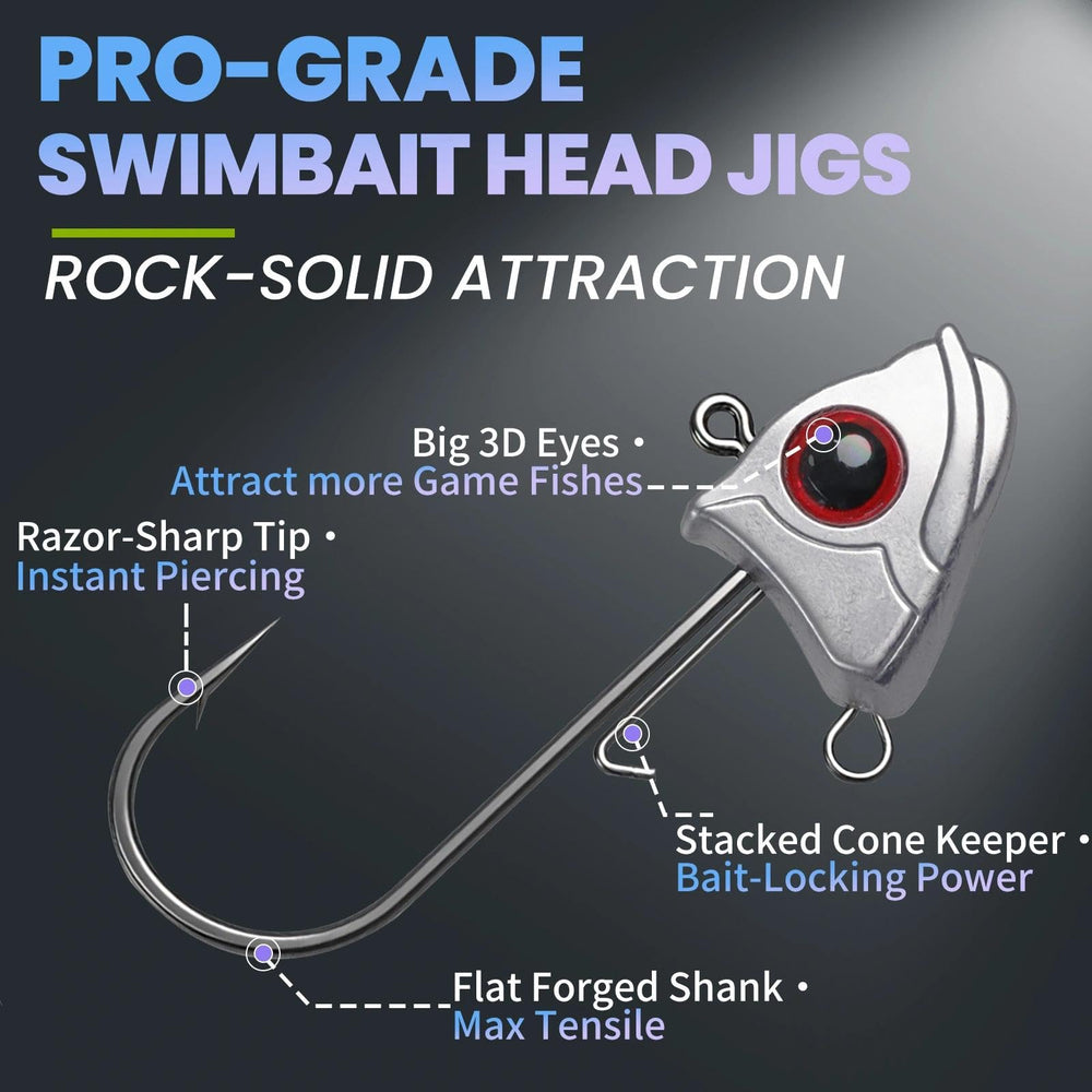 Natufish 1/4 oz jig head with 3D red eyes