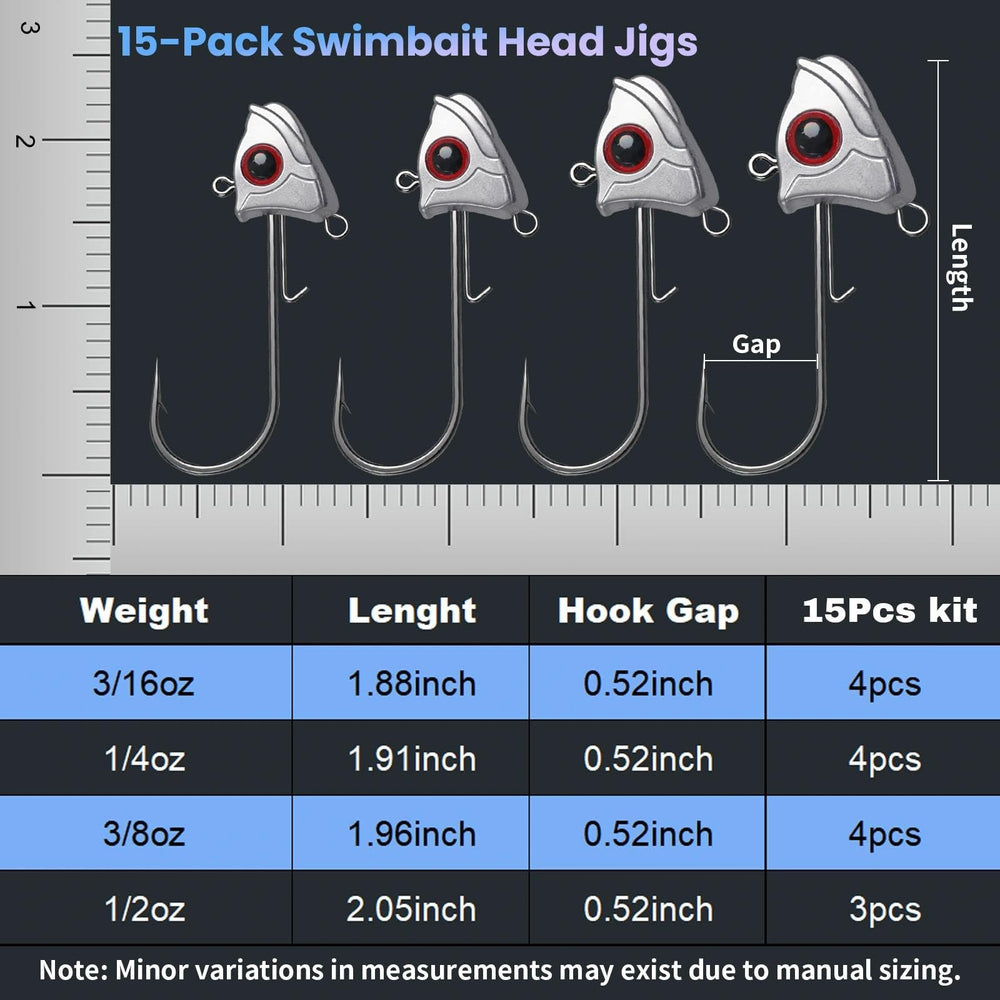 Natufish 3/8 oz jig head with 3D red eyes close-up