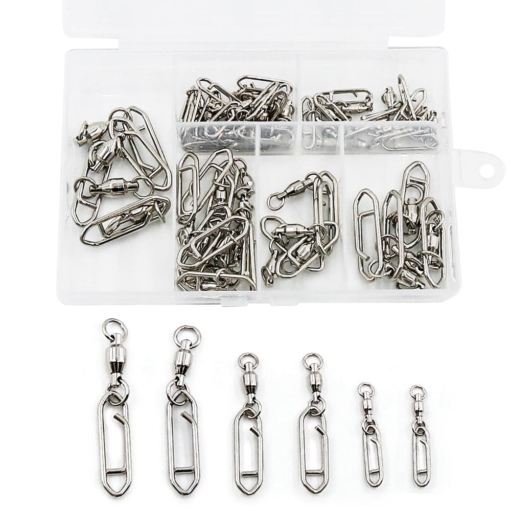 Natufish 50Pcs high-strength fishing swivels with ball-bearing snap clip