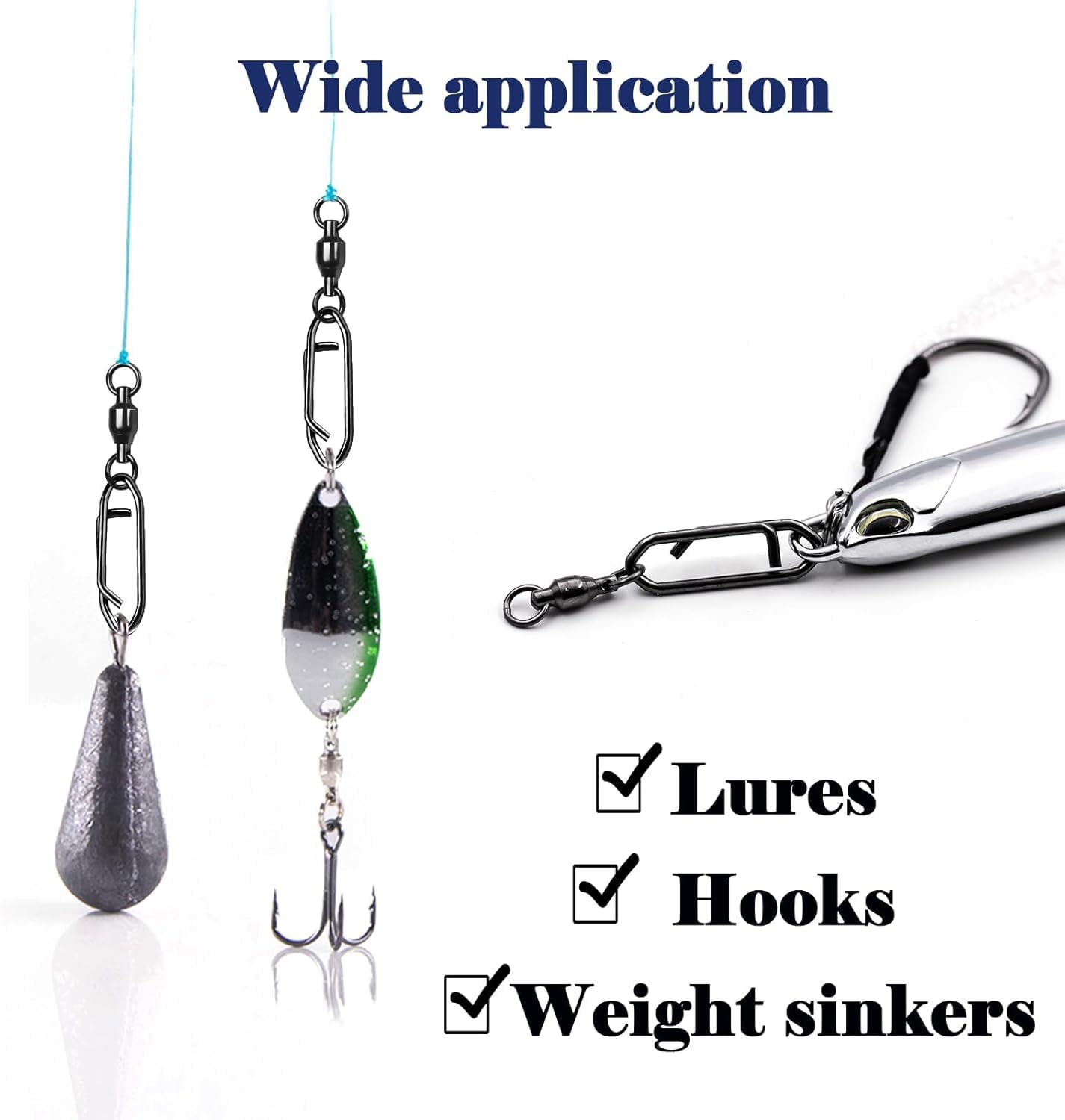 Natufish six-size swivel set for different fish sizes