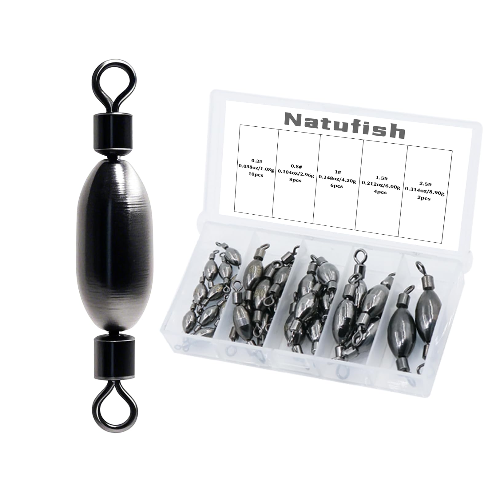 Natufish brass swivel fishing weights