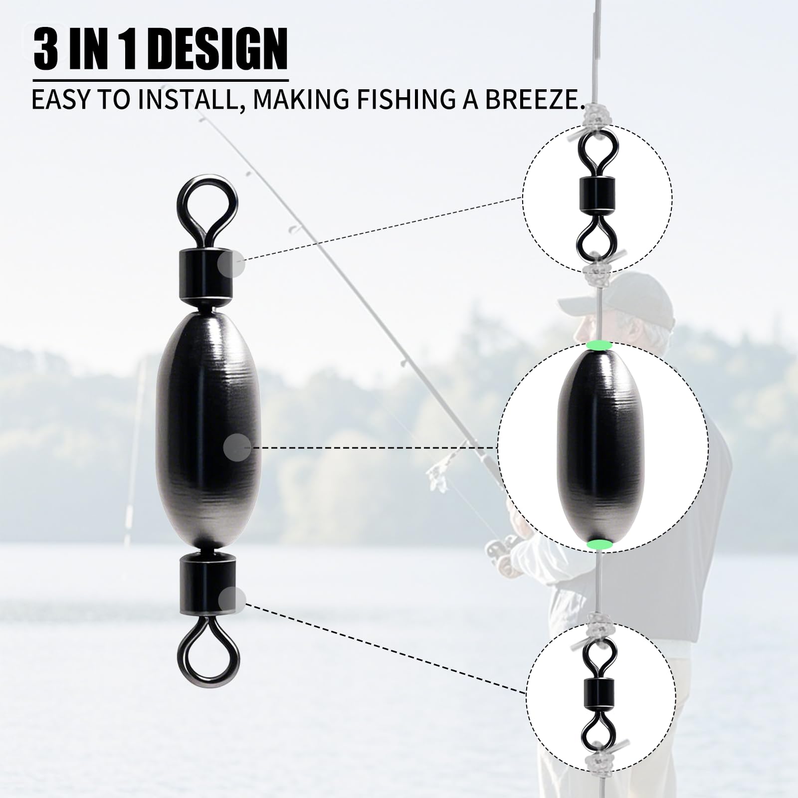 Natufish brass bullet sinkers with rolling swivels – image 2