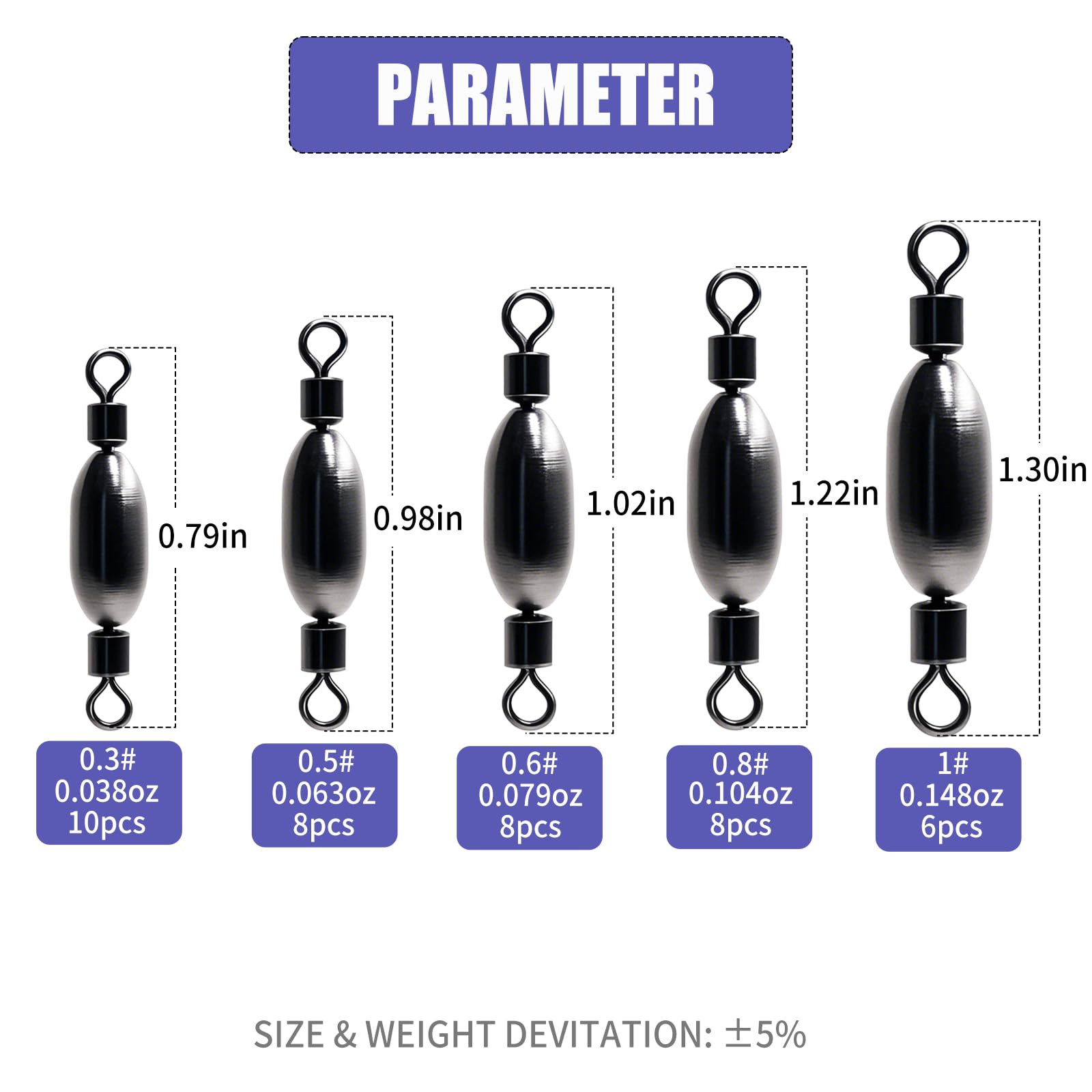 40-piece fishing weights kit for bass – brass and corrosion-resistant – image 3