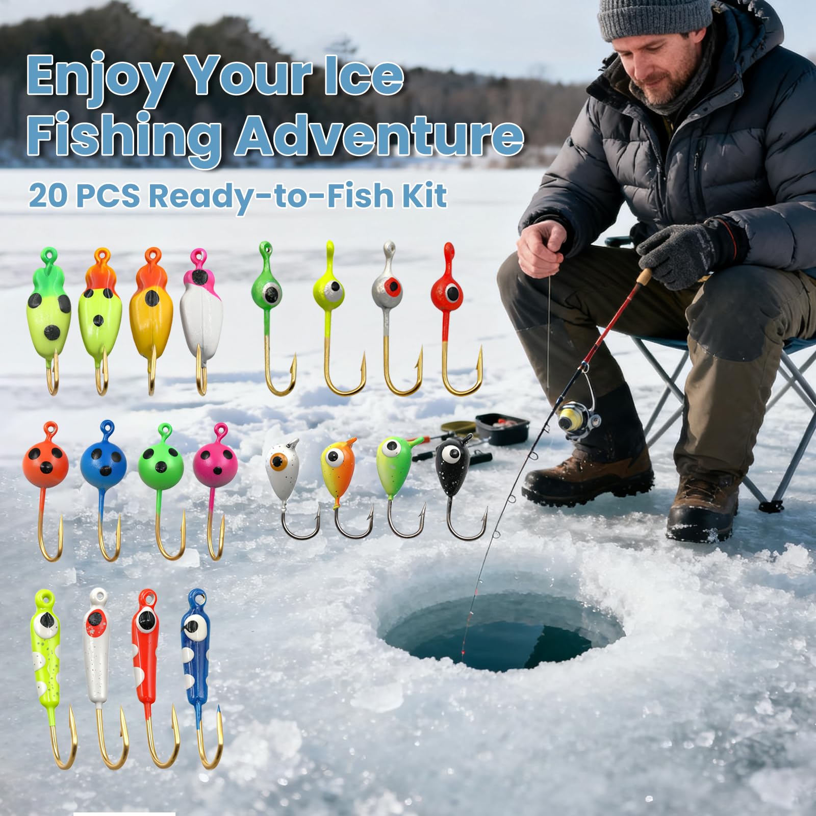 Natufish Glow Ice Fishing Jigs kit image 4