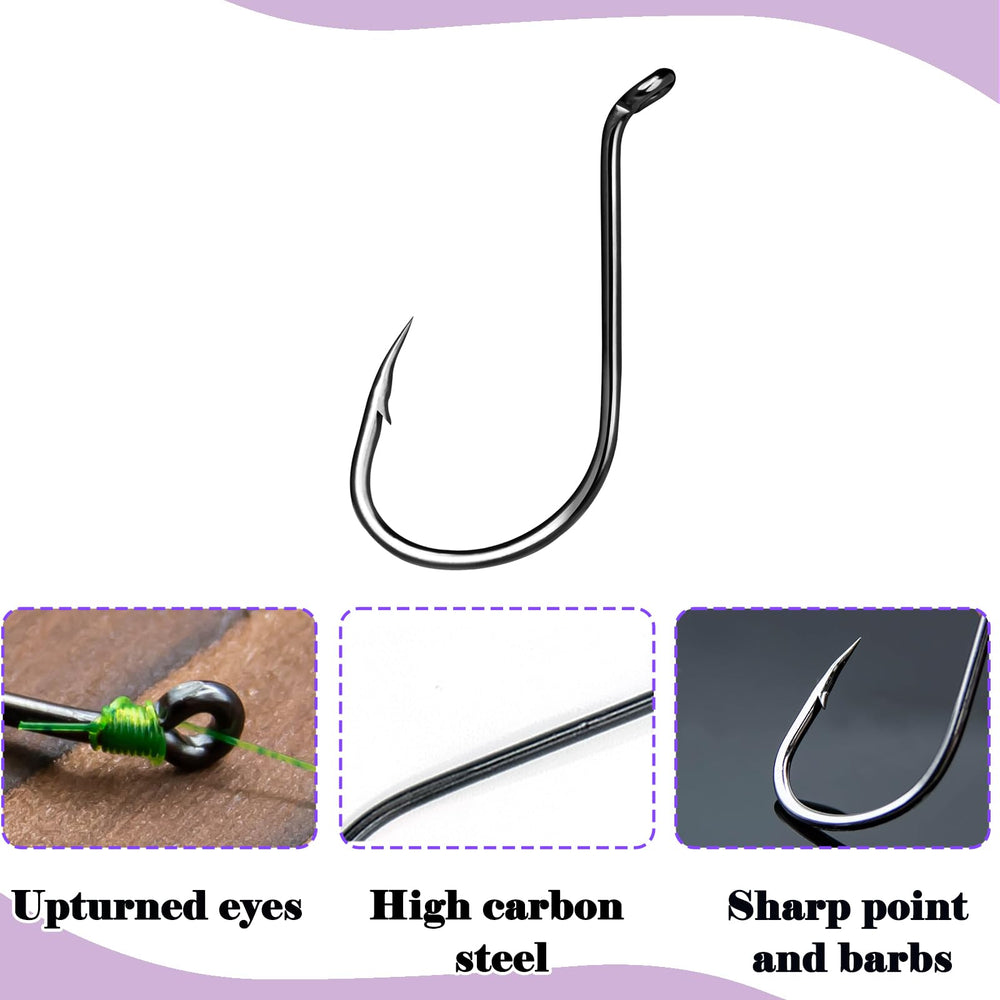 High carbon steel octopus hooks with barbs