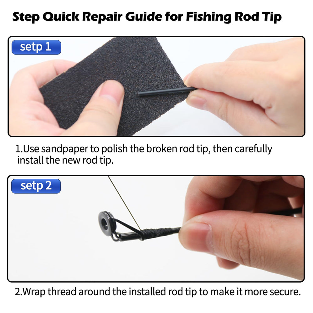 Wrapping thread and two sandpapers for a smooth fit