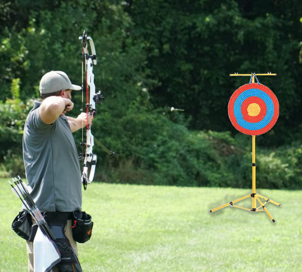 NATUMER archery target stand floodlight compatibility for evening practice.