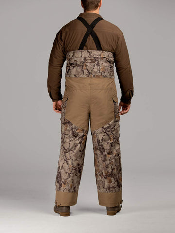 Natural Gear bib with zippered leg openings enables easy layering on cold hunts
