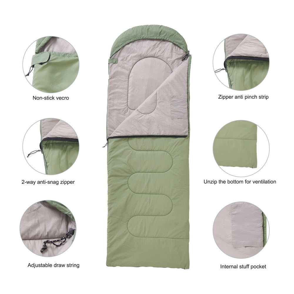 Nature Link sleeping bag full-length 86-inch profile fits regular to tall users.
