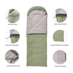 Nature Link sleeping bag full-length 86-inch profile fits regular to tall users.
