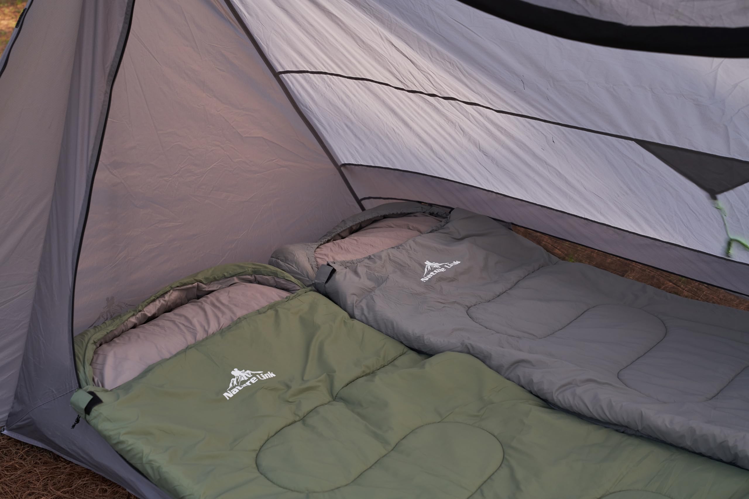 Nature Link nylon shell sleeping bag resists water for light rain.