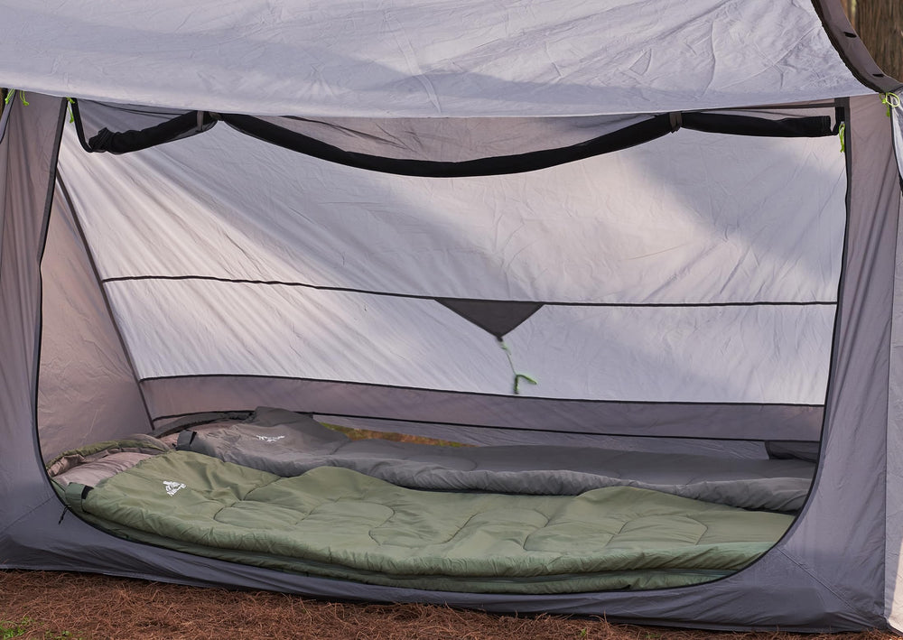 Nature Link sleeping bag packable design compresses to a compact 12-in roll.