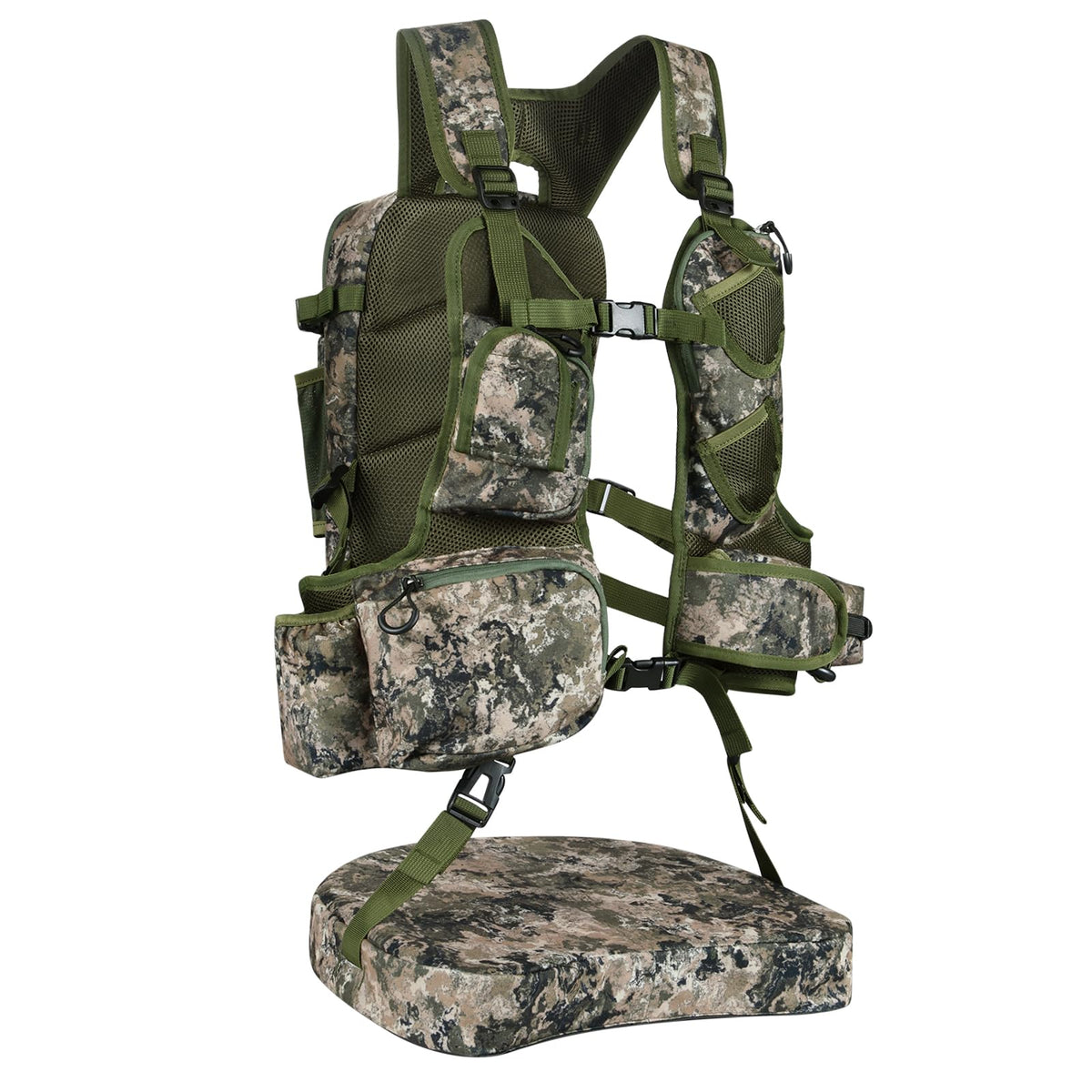 NatureBlend Turkey Vest seat cushion close-up showing silent, comfy seating for hunts
