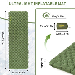 Naturehike 25oz ultralight sleeping pad in woods shows generous surface and stable support.