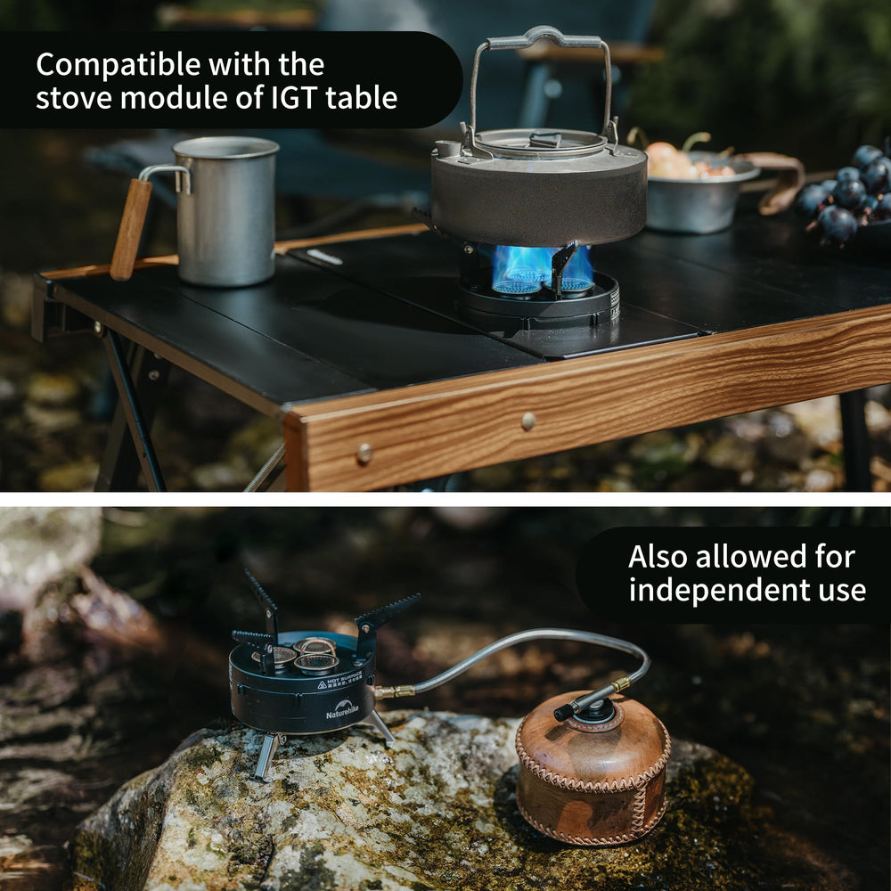 Naturehike three-burner stove with precise control for versatile camp meals.