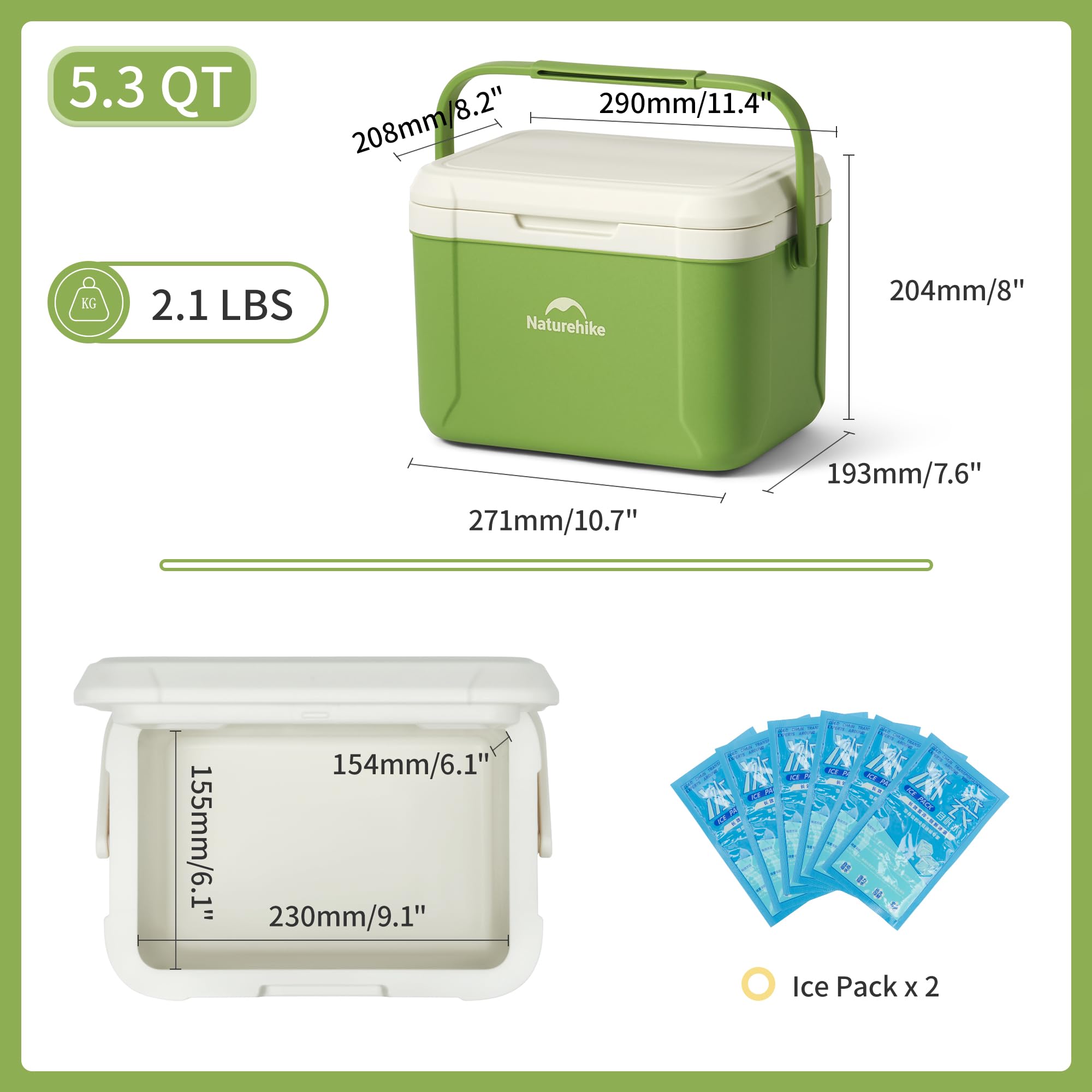 Naturehike includes ice packs for fast setup and extended cooling during trips