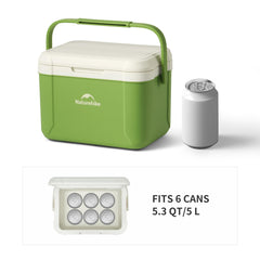 Naturehike 5.3 Qt cooler open lid view highlights compact capacity for picnics