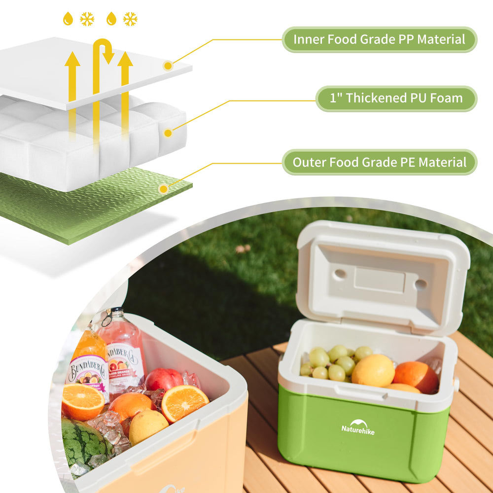Naturehike 5.3 Qt cooler reinforced shell provides sturdy support and reliable insulation