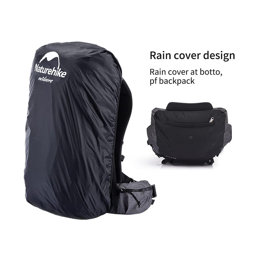 Naturehike 65L rain cover-ready design protects contents in sudden showers.