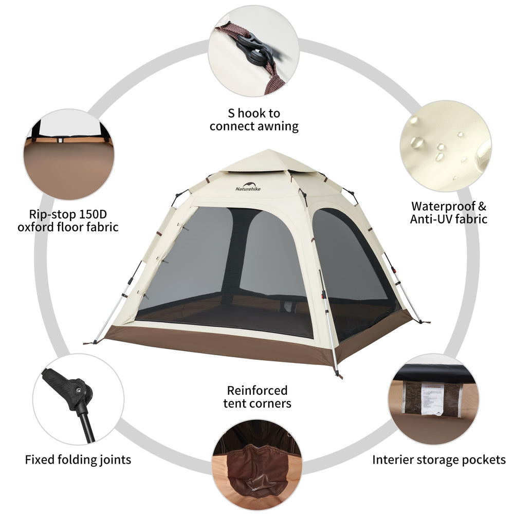Naturehike Ango included gear shows complete setup with stakes and poles