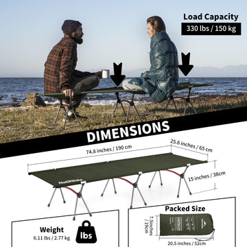 Naturehike ArmyWild cot aluminum frame emphasizes rugged strength for rugged outdoor adventures