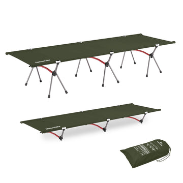 Naturehike ArmyWild cot fully assembled with dual height design for versatile camping comfort