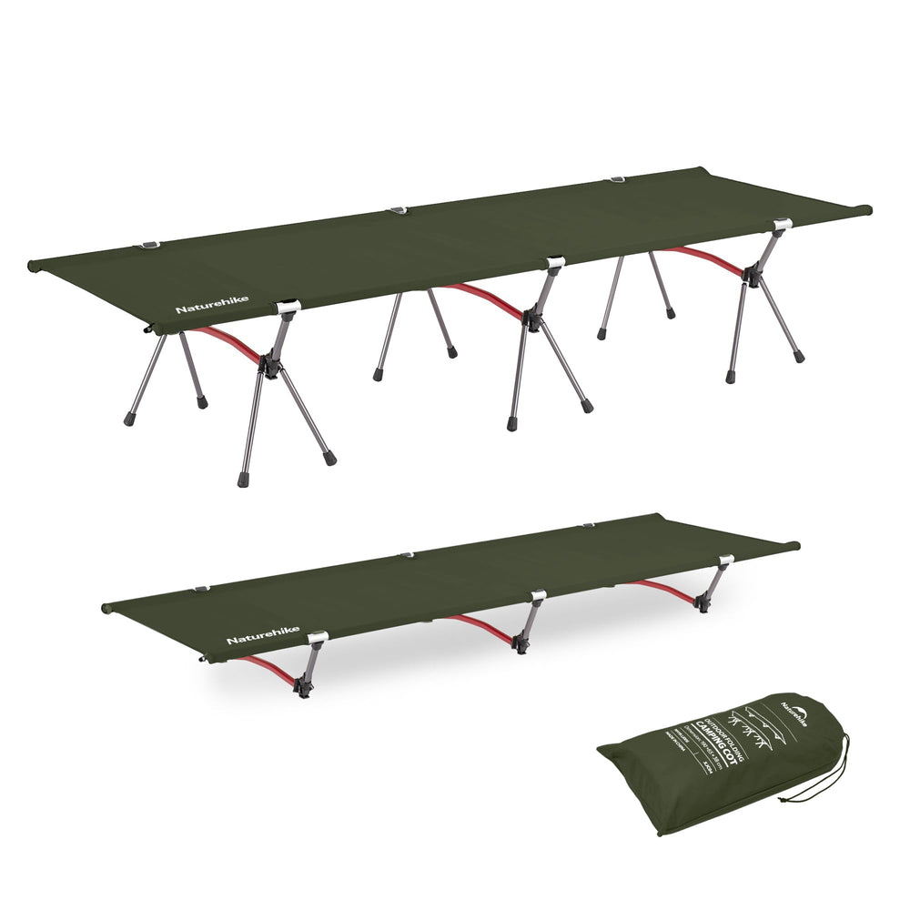 Naturehike ArmyWild cot fully assembled with dual height design for versatile camping comfort
