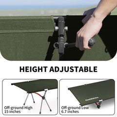 Naturehike ArmyWild cot quick setup demonstrates fast locking system for effortless camping setup