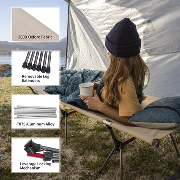 Naturehike ArmyWild cot assembled with a sturdy frame for sleeping comfort