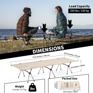 Naturehike ArmyWild cot ultralight fabric enables easy travel