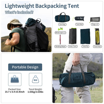 Naturehike bikepacking 1person tent compact packed size fits in small bike packs.