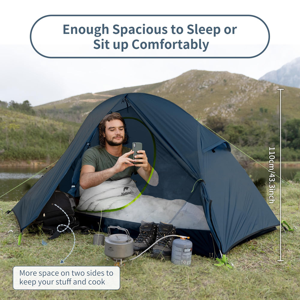 Naturehike bikepacking 1person tent waterproof nylon keeps interior dry in wet weather.