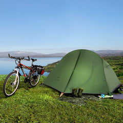 Naturehike bikepacking freestanding tent with poles enables quick setup on varied terrain.