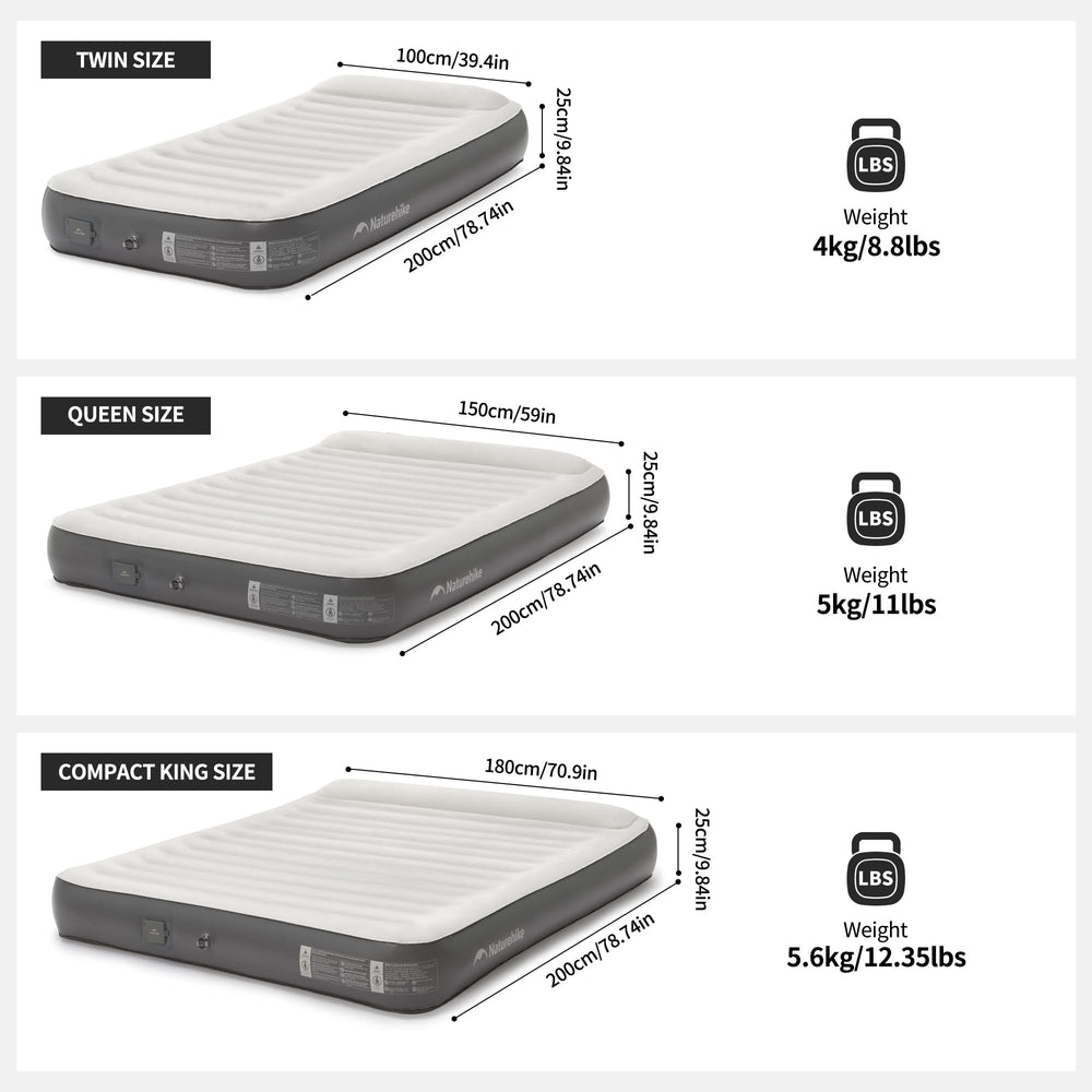Naturehike compact king airbed showing portable size for camping