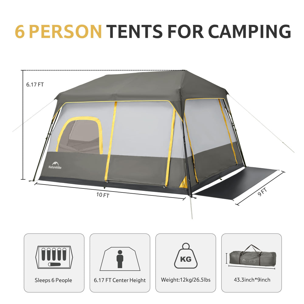Naturehike Cape 6-Person Tent interior shows tall space for six people
